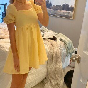 Mable Yellow Mini Baby Doll Dress | SMALL
